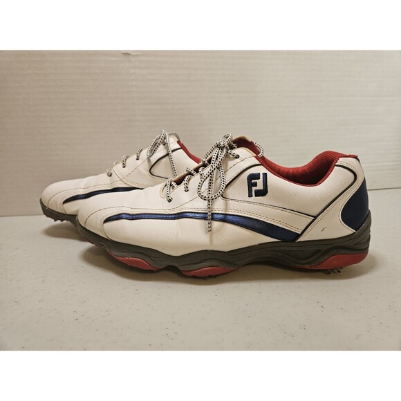 FootJoy Superlites Men's Golf Cleats Model 58009 White/Blue/Red Sz 10M US - Picture 3 of 10